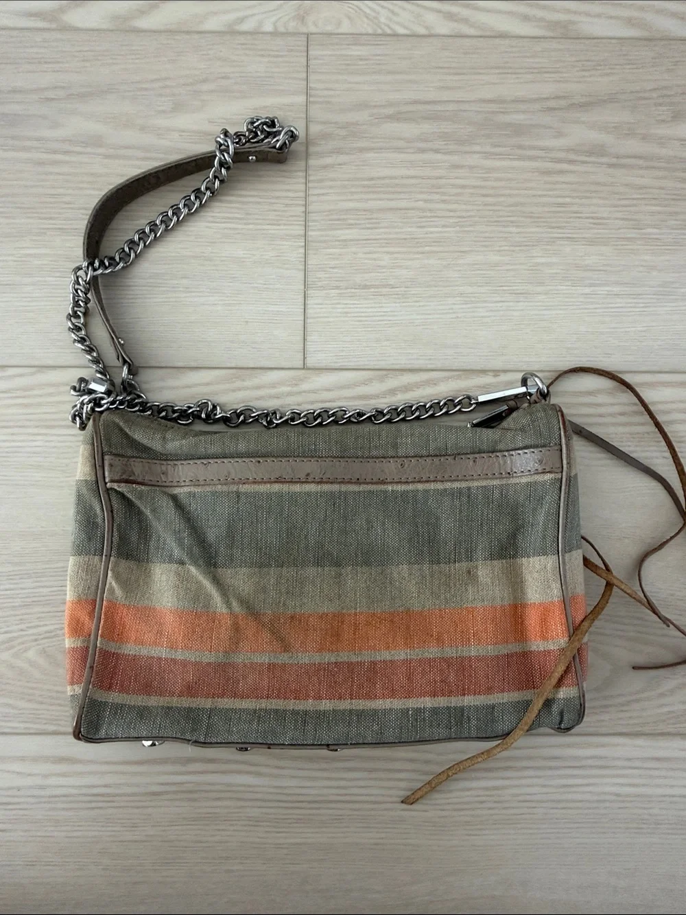 Rebecca Minkoff Striped Canvas Crossbody Mac Bag in Multi Tan & Orange
